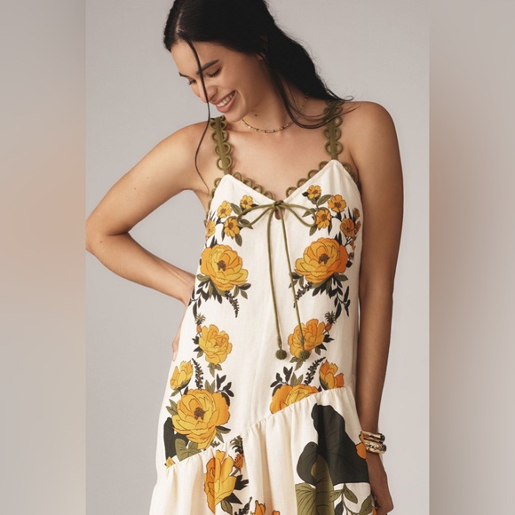 Farm Rio Anthropologie Sleeveless V-Neck A-Line Maxi XS - Picture 3 of 6